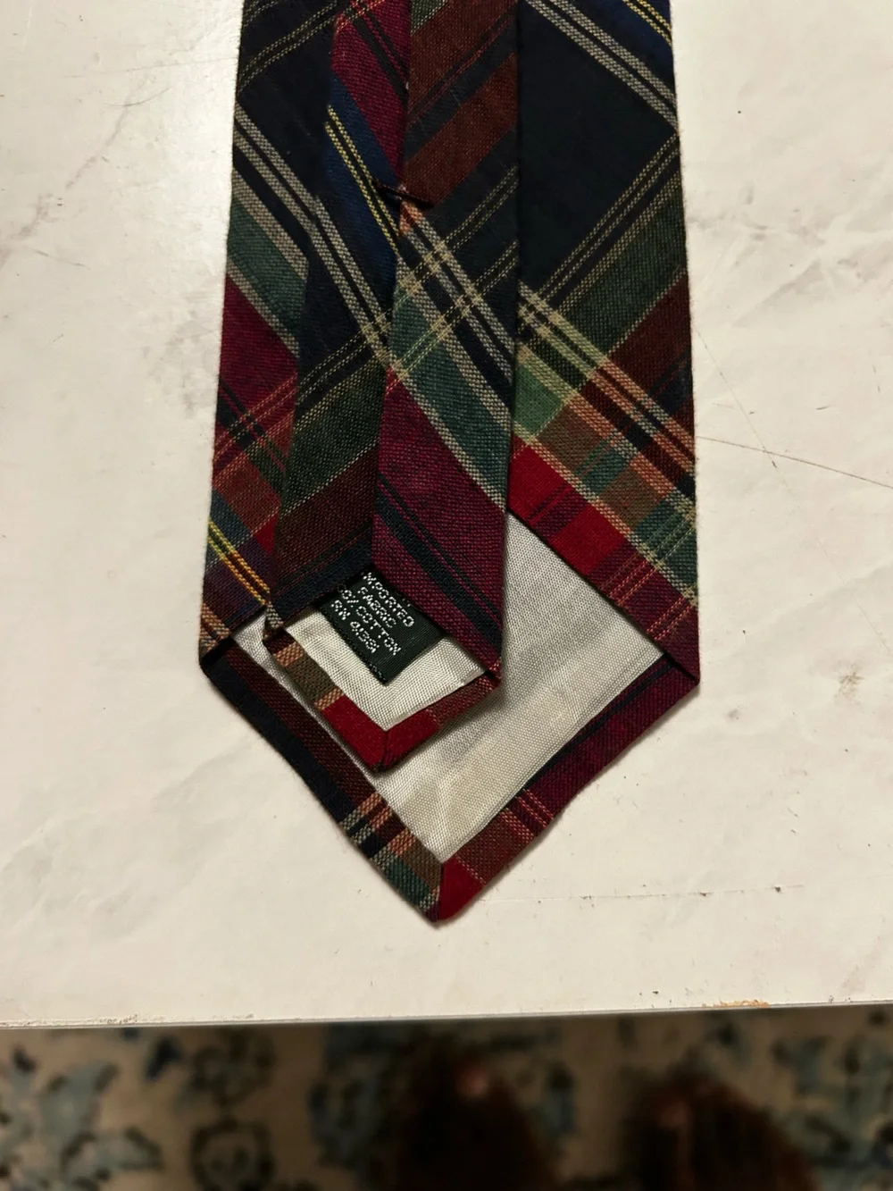 Vintage Ralph Lauren Polo Plaid Tartan 100% Cotton Tie USA 3.25
